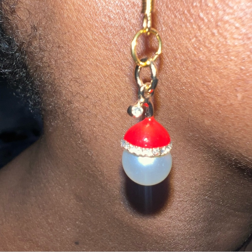 Festive holiday inspired handmade glass bead earrings